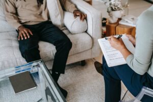 patient and counselor in individual therapy session