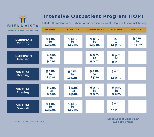 Chandler IOP Buena Vista Chandler IOP schedule